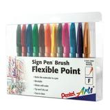 Pentel Sign Pen Brush Tip Set 12-Colors