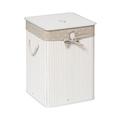 Premier Housewares Kankyo Bamboo Square Laundry Hamper, White, 35 x 35 x 50 cm