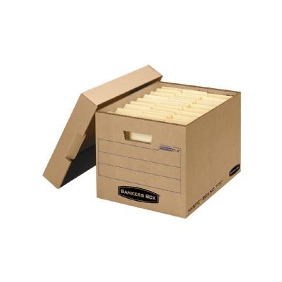 Filing Storage Box with Locking Lid, Letter/Legal, Kraft, 25/Carton, Wood