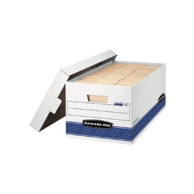 Stor/File Storage Box, Legal, Locking Lid, White/Blue, 12/Carton