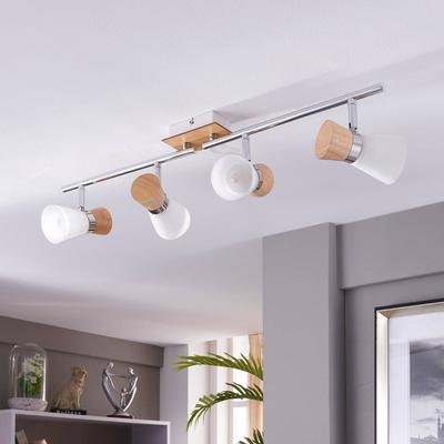 Deckenlampe Vivica Lindby, dimmbar, Holz hell, für Wohn- / Esszimmer, Holz, Skandinavisch, Deckenlampe Image
