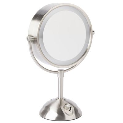 Conair BE103WH 8 1/2" Satin Nickel Freestanding Lighted Vanity Mirror with 4 Setting Dial