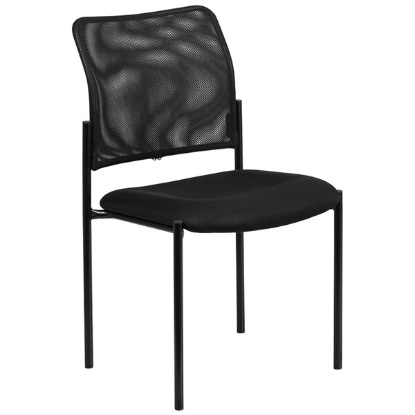 Flash Furniture GO-515-2-GG Black Mesh Comfortable Stackable Steel Side Chair