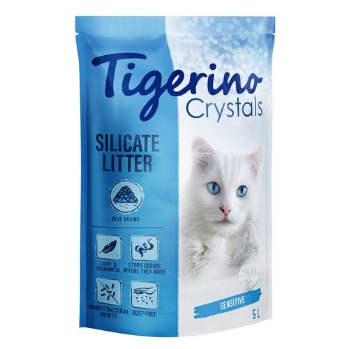 Tigerino Crystals bunte Katzenstreu - Sensitive, parfümfrei - blau 3 x 5 l