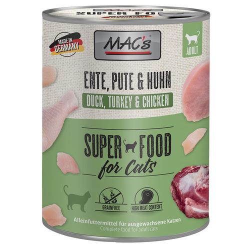 24x800g Ente, Pute & Huhn MAC's getreidefreies Katzenfutter nass