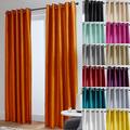 John Aird Luxury Faux Silk Fully Lined Eyelet Curtains (Orange, 229cm Width x 274cm Drop (90"x 108")