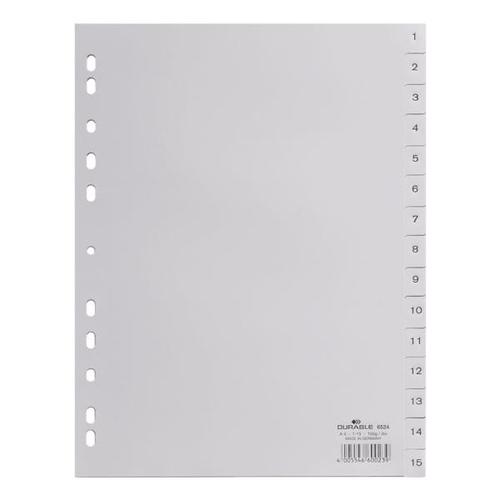 Kunststoffregister 1-15 A4 grau, Durable, 22.8×29.7 cm