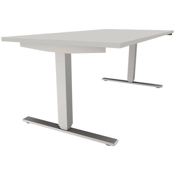 fm Büromöbel Elektrisch höhenverstellbarer Schreibtisch »Oldenburg« 160 cm Multiplexkanten grau, 160x128 cm