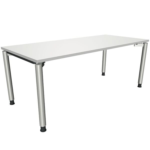fm Büromöbel Manuell höhenverstellbarer Schreibtisch »Sidney« 180 cm 4-Fuß Rundrohr grau, 180x82x80 cm
