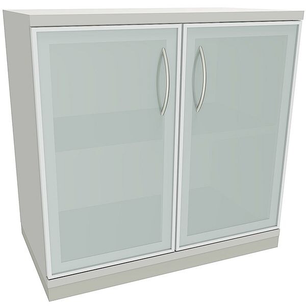 fm Büromöbel Aktenschrank »Sidney« 2 OH satinierte Acrylglastüren grau, 80x78.1x44.2 cm