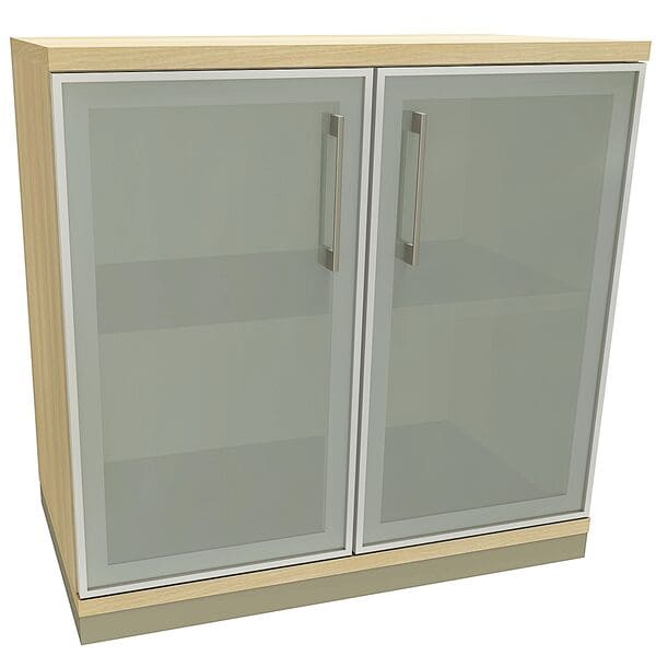 fm Büromöbel Aktenschrank »Oldenburg« 2 OH satinierte Acrylglastüren königsahorn, 80x78.1x44.2 cm