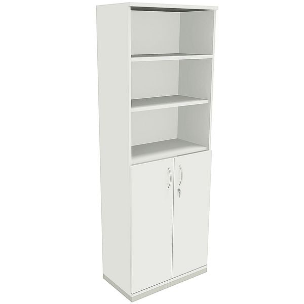 fm Büromöbel Kombischrank »Sidney« 6 OH 3 offene Fächer 2 Türen weiß, 80x222.1x44.2 cm