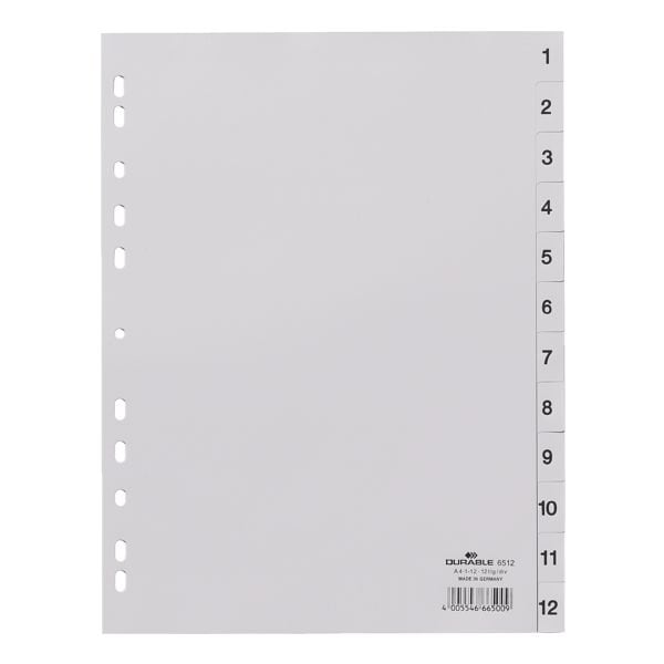 Durable Kunststoffregister 1-12 A4 grau, 22.8x29.7 cm Image