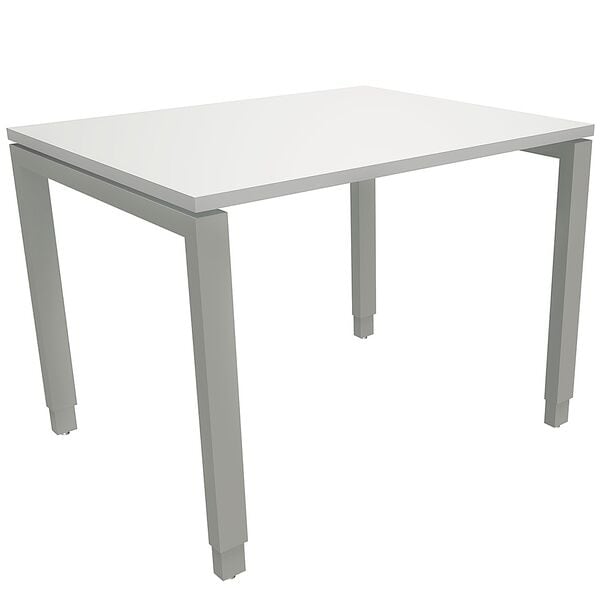 fm Büromöbel Manuell höhenverstellbarer Schreibtisch »Oldenburg« 100 cm 4-Fuß Rechteckrohr grau, 100x85x80 cm