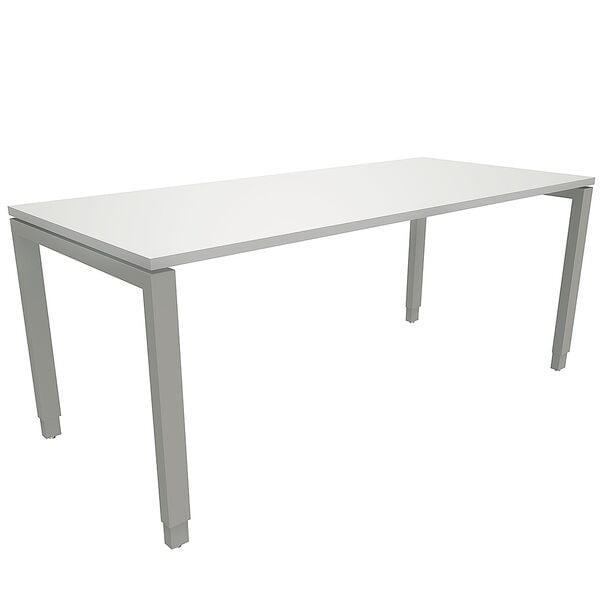 fm Büromöbel Manuell höhenverstellbarer Schreibtisch »Sidney« 180 cm 4-Fuß Rechteckrohr grau, 180x85x80 cm