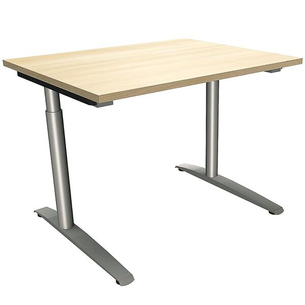 fm Büromöbel Manuell höhenverstellbarer Schreibtisch »Sidney« 100 cm C-Fuß Rundrohr königsahorn, 100x85x80 cm Image