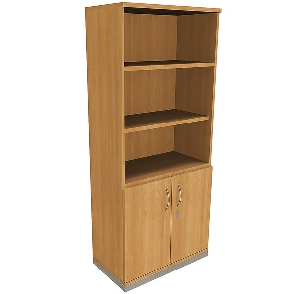 fm Büromöbel Kombischrank »Sidney« 5 OH 3 offene Fächer 2 Türen braun, 80x186.9x44.2 cm Image