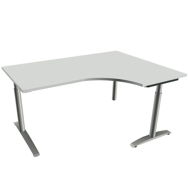 fm Büromöbel Winkelschreibtisch rechts »Oldenburg« 160 cm breit 65-85 cm hoch Rundrohr grau, 160x85x80 cm