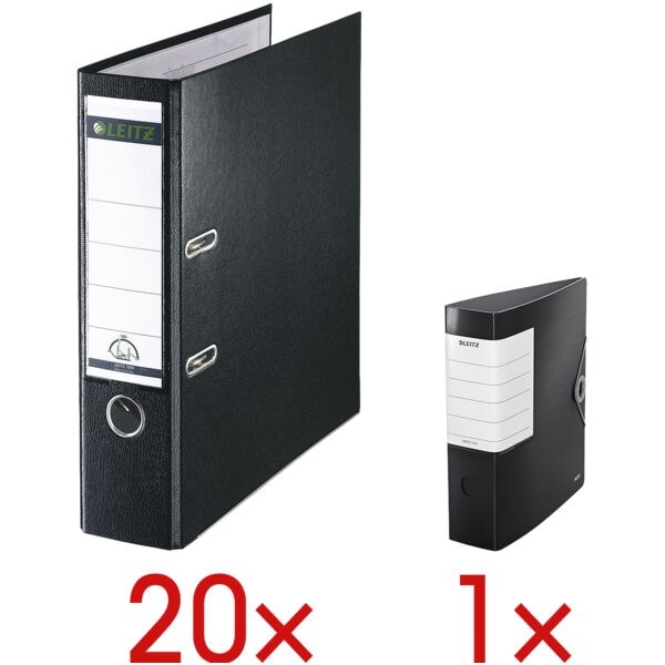 Leitz 20 Ordner »1010« inkl. 1 Ordner »Solid« schwarz, 8x31.8x28.5 cm Image