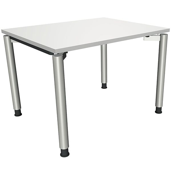 fm Büromöbel Manuell höhenverstellbarer Schreibtisch »Oldenburg« 100 cm 4-Fuß Rundrohr grau, 100x82x80 cm