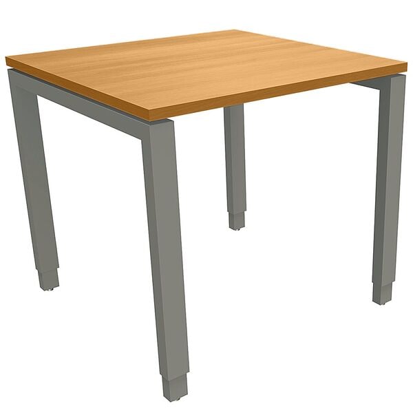 fm Büromöbel Manuell höhenverstellbarer Schreibtisch »Oldenburg« 80 cm 4-Fuß Rechteckrohr braun, 80x85x80 cm