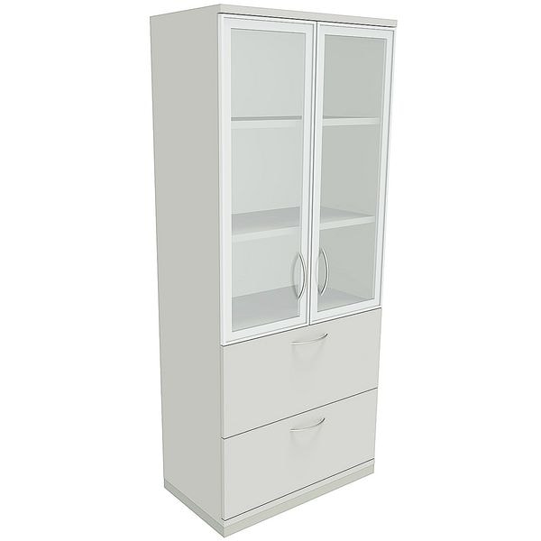 fm Büromöbel Kombischrank »Sidney« 5 OH 2 Hängeregister 2 Acrylglastüren grau, 80x186.9x44.2 cm