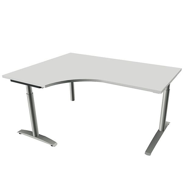 fm Büromöbel Winkelschreibtisch links »Oldenburg« 160 cm breit 65-85 cm hoch Rundrohr grau, 160x85x80 cm