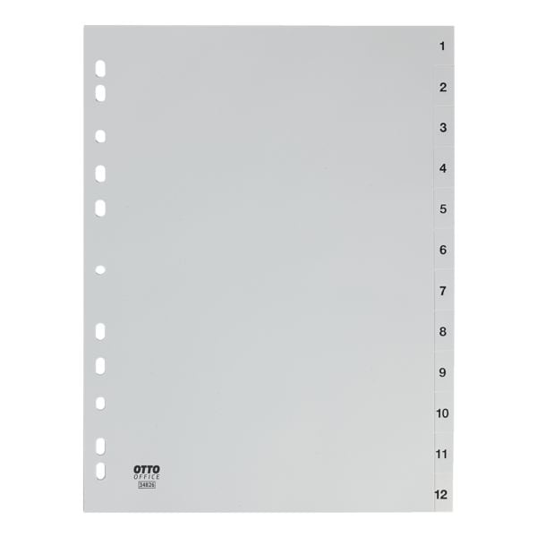 OTTO Office Kunststoffregister 1-12 A4 grau grau, 22.5x29.7 cm Image