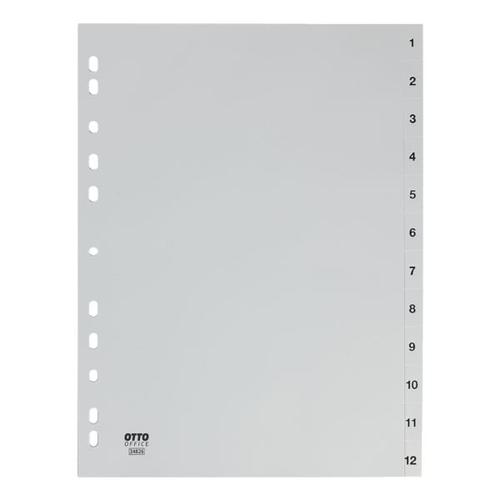 Kunststoffregister 1-12 A4 grau grau, OTTO Office, 22.5×29.7 cm