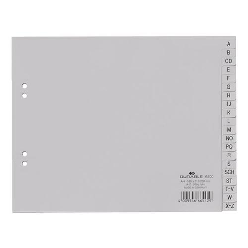 Kunststoffregister A-Z halb A4 grau, Durable, 22.8 cm