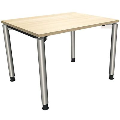 fm Büromöbel Manuell höhenverstellbarer Schreibtisch »Sidney« 100 cm 4-Fuß Rundrohr königsahorn, 100x82x80 cm Image