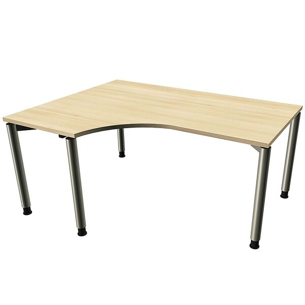 fm Büromöbel Manuell höhenverstellbarer Winkelschreibtisch links »Sidney« 160 cm 4-Fuß Rundro königsahorn, 160x82x80 cm