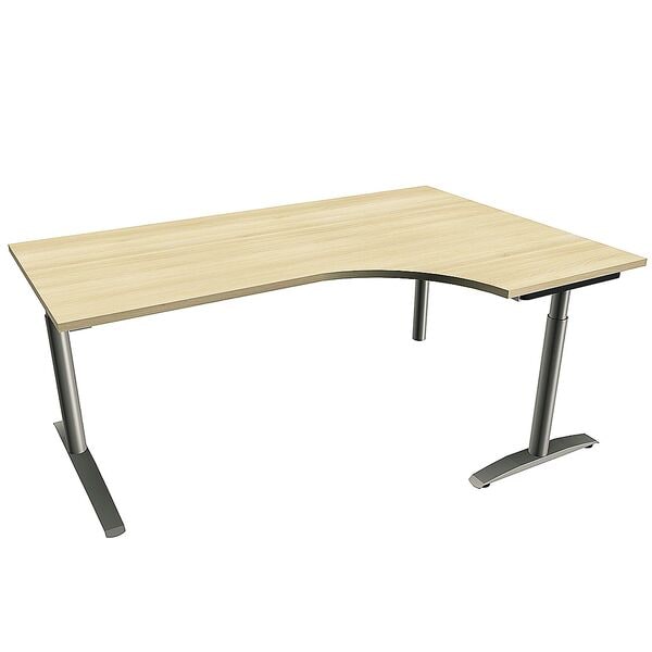fm Büromöbel Manuell höhenverstellbarer Winkelschreibtisch rechts »Sidney« 180 cm C-Fuß Rundr königsahorn, 180x85x80 cm