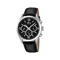 Lotus Men's Quartz Watch with Black Dial Chronograph Display and Black Leather Strap 18155/2