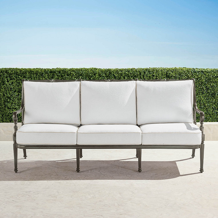Carlisle Sofa with Cushions in Slate Aluminum - Standard, Black - Frontgate