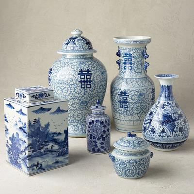 Blue Ming Ceramic Collection - Rectangular Lidded Jar - Frontgate