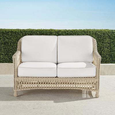 Hampton Loveseat in Ivory Wicker - Standard, Air Blue - Frontgate