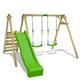 FATMOOSE Swing Set, JollyJack Star XXL, Double Swing, Wooden Swing with Platform, Slide and 2 Swing Seats