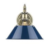 Orwell AB 1 Light Wall Sconce in Aged Brass with Navy Blue Shade