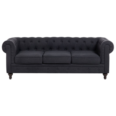 Sofa Dunkelgrau Polsterbezug 3-Sitzer Chesterfield Stil Glamourös Wohnzimmer