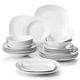 MALACASA, Series Elisa, 24-Piece Dinner Sets Ivory White Porcelain Dinnerware Set with 6-Piece Cereal Bowls, 6-Piece Dinner Plates, 6-Piece Dessert Plates and 6-Piece Deep Soup Plates Service for 6