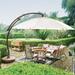 European Round Side Mount Umbrella with Base - 13', Heather Canopy, Bronze - Frontgate
