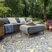 Blue 79 x 0.25 in Area Rug - Winston Porter Herefordshire Floral Natural/Indoor/Outdoor Area Rug | 79 W x 0.25 D in | Wayfair BAYI6989 37241835