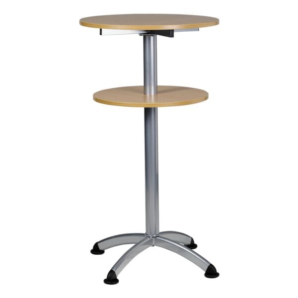 SODEMATUB Stehtisch 2 Platten 4-Fuß Gestell alufarben braun, 60x112x60 cm