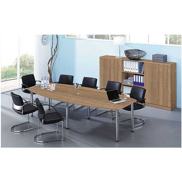 HAMMERBACHER Konferenztisch KT28C »Chicago« bis 10 Personen in Tonnenform mit Tischbeinen braun, 280x80 cm