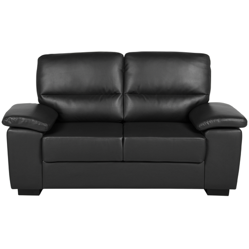 Sofa Schwarz Kunstleder 2-Sitzer Retro Wohnzimmer