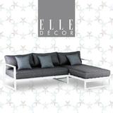 Elle Decor Paloma Outdoor Weather-Resistant Metal Frame Sectional Sofa, White Metal in Gray/White | 31.49 H x 98.42 W x 64.96 D in | Wayfair