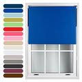 FURNISHED Roller Blinds Thermal Blackout Roller Blind - Trimmable Insulated UV Protection Child Safe Easy Fit Home Office Window Blinds, Blue, 120cm x 210cm