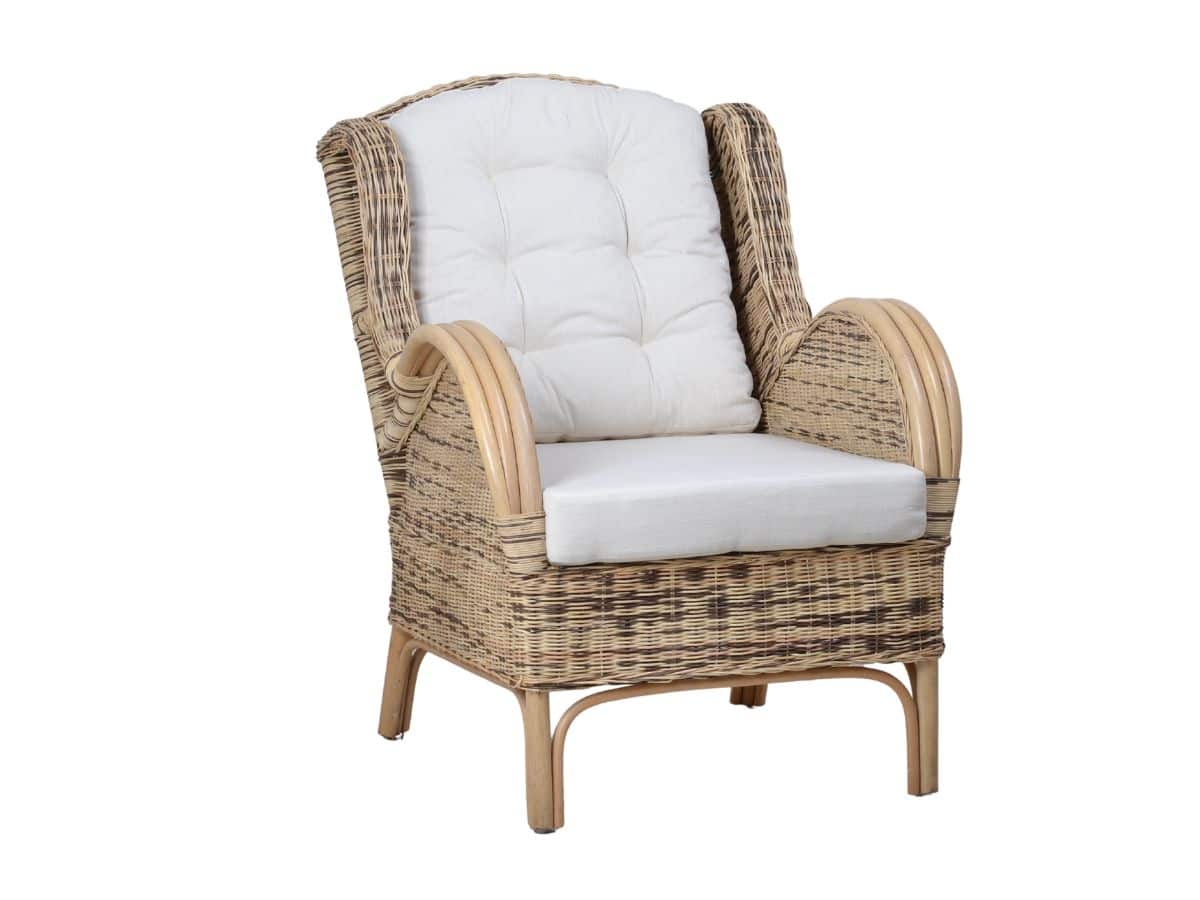 MiaMöbel Rattansessel 'Panama' honig-braun 100% Baumwolle, Rattan Landhaus Image