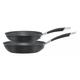 Circulon Momentum Non Stick Frying Pan Set of 2 – Induction Frying Pan Set, Oven & Dishwasher Safe Hard Anodised Cookware with Soft Grip Handles, Black